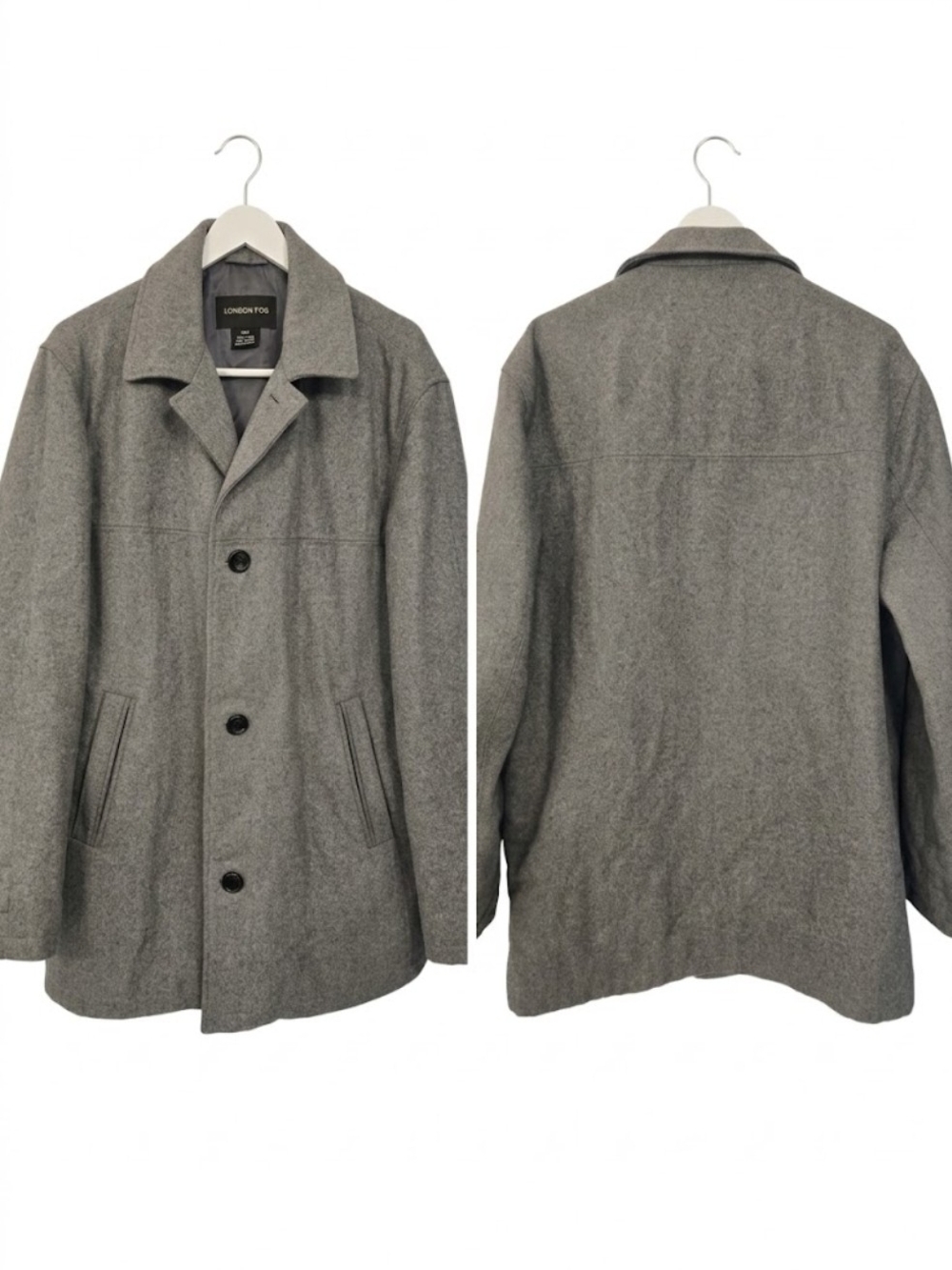 London Fog Men's Gray Wool-Blend Pea Coat